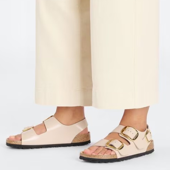 NWT Birkenstock Milano Big Buckle Natural Leather Patent Size EU40/US9-9.5 - Picture 4 of 7